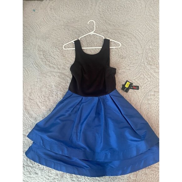 Teeze Me Black & Blue Fit and Flare Party Dress Size 9 NWT Cocktail Prom - Picture 10 of 12